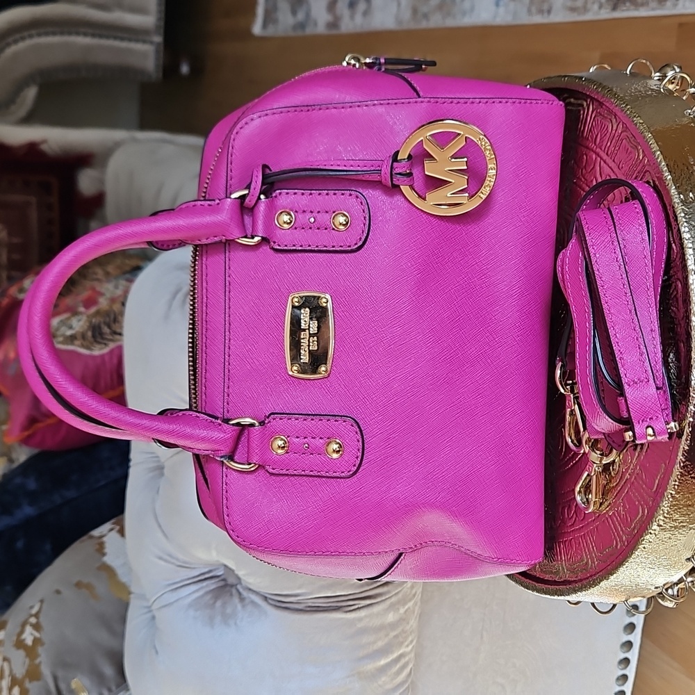 Michael Kors Fuchsia Leather Mini Cindy Satchel - Picture 4 of 13